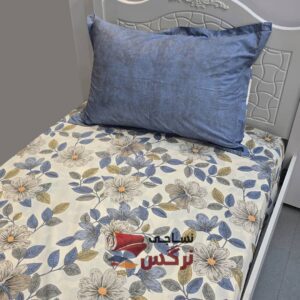 نیم ست کاورکشدار تخت و روبالشتی نخ پنبه آبی