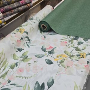 نیم ست کاورکشدار تخت و روبالشتی نخ پنبه سبزگلدار