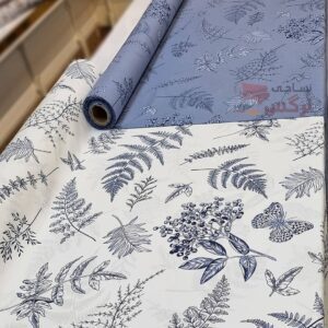 نیم ست کاورکشدار تخت و روبالشتی نخ پنبه آبی گلدار