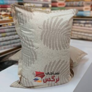 روبالشتی نخ پنبه گلدار نسکافه ای کد 655