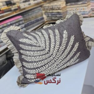 روبالشتی چیندار نخ پنبه گلدار قهوه ای کد 654