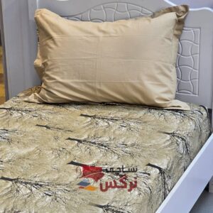 نیم ست کاورکشدار تخت و روبالشتی ساتن نخ طرح درخت2