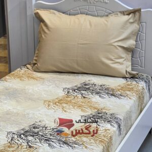 نیم ست کاورکشدار تخت و روبالشتی ساتن نخ طرح درخت