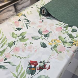ملحفه نخ پنبه طرح گل سبز عرض 2.4 کد 418 - Image 2