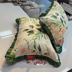 روبالشتی چیندار نخ پنبه ملیکا گل سبز کد 418 - Image 3