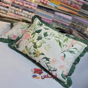روبالشتی چیندار نخ پنبه ملیکا گل سبز کد 418 - Image 5