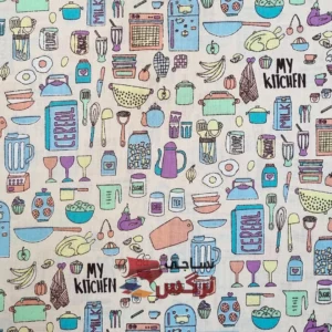 پارچه نخ پلی استر آشپرخانه طرح میوه عرض 1.5 کد 262