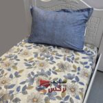 نیم ست کاورکشدار تخت و روبالشتی نخ پنبه آبی