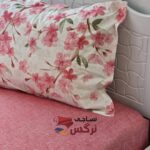 نیم ست کاورکشدار تخت و روبالشتی نخ پنبه صورتی - Image 5