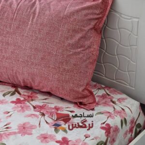 نیم ست کاورکشدار تخت و روبالشتی نخ پنبه صورتی - Image 2
