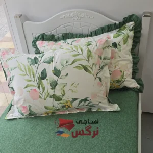 نیم ست کاورکشدار تخت و روبالشتی نخ پنبه گلدار - Image 3