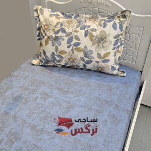 نیم ست کاورکشدار تخت و روبالشتی نخ پنبه آبی - Image 4
