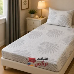 نیم ست کاورکشدار تخت و روبالشتی نخ پنبه کرم و قهوه ای - Image 2