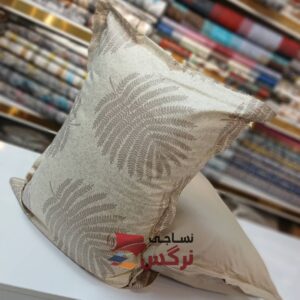 روبالشتی نخ پنبه گلدار نسکافه ای کد 655 - Image 3
