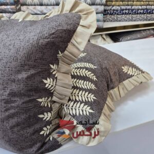 روبالشتی چیندار نخ پنبه گلدار قهوه ای کد 654 - Image 2