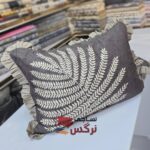 روبالشتی چیندار نخ پنبه گلدار قهوه ای کد 654