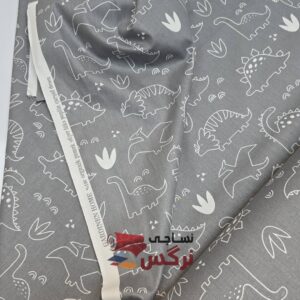ملحفه نخ پنبه طرح حیوانات طوسی عرض 2 متر کد 653 - Image 2