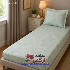 نیم ست کاورکشدار تخت و روبالشتی نخ پنبه طرح گل سبز - Image 2