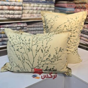 روبالشتی نخ پنبه رنگ زرد طرحدار کد 656