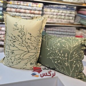 روبالشتی دورو نخ پنبه رنگ کرم طرحدار کد 656