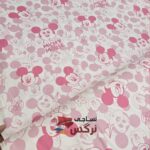 ملحفه نخ پنبه میکی موس صورتی عرض 2 متر کد 112