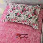 نیم ست کاورکشدار تخت و روبالشتی نخ پنبه قرمز گلدار کد 138 - Image 3