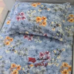 نیم ست کاورکشدار تخت و روبالشتی ساتن ابریشم گلدار کد 120 - Image 2