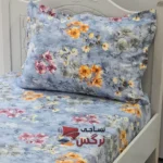 نیم ست کاورکشدار تخت و روبالشتی ساتن ابریشم گلدار کد 120