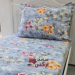 نیم ست کاورکشدار تخت و روبالشتی ساتن ابریشم گلدار کد 120 - Image 4