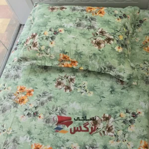 نیم ست کاورکشدار تخت و روبالشتی ساتن ابریشم گلدار کد 136 - Image 2