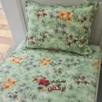 نیم ست کاورکشدار تخت و روبالشتی ساتن ابریشم گلدار کد 136 - Image 3