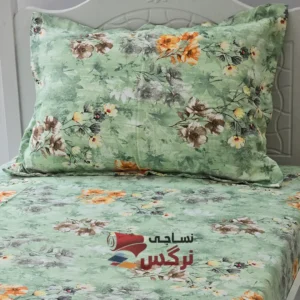 نیم ست کاورکشدار تخت و روبالشتی ساتن ابریشم گلدار کد 136 - Image 4