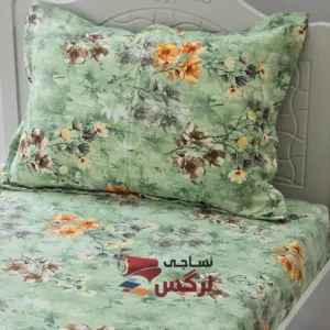 نیم ست کاورکشدار تخت و روبالشتی ساتن ابریشم گلدار کد 136