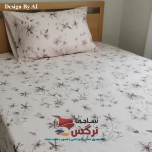نیم ست کاورکشدار تخت و روبالشتی کتان نخ ترک گلدار کد 275