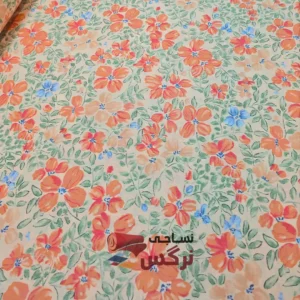 روبالشتی چیندار نخ پنبه نارنجی گلدار کد 303