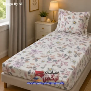 نیم ست کاورکشدار تخت و روبالشتی نخ پنبه گلدار و ساده کد 666 و 684