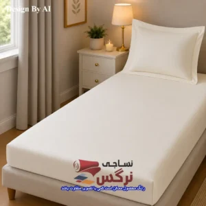 نیم ست کاورکشدار تخت و روبالشتی نخ پنبه ساده کرم کد 681
