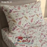 نیم ست کاورکشدار تخت و روبالشتی نخ پنبه گلدار کد 743 و 744