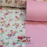 نیم ست کاورکشدار تخت و روبالشتی نخ پنبه گلدار و راه راه صورتی کد 752 و 753 - Image 3