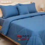 روتختی یکنفره و دونفره نخ پنبه تک رنگ آبی ساده کد 686 - Image 2