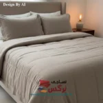 روتختی یکنفره و دونفره نخ پنبه تک رنگ کرم ساده کد 749