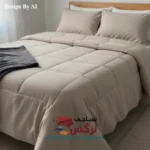 روتختی یکنفره و دونفره نخ پنبه تک رنگ کرم ساده کد 749 - Image 3