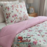 روتختی یکنفره و دونفره نخ پنبه گلدار و راه راه صورتی کد 752 و 753